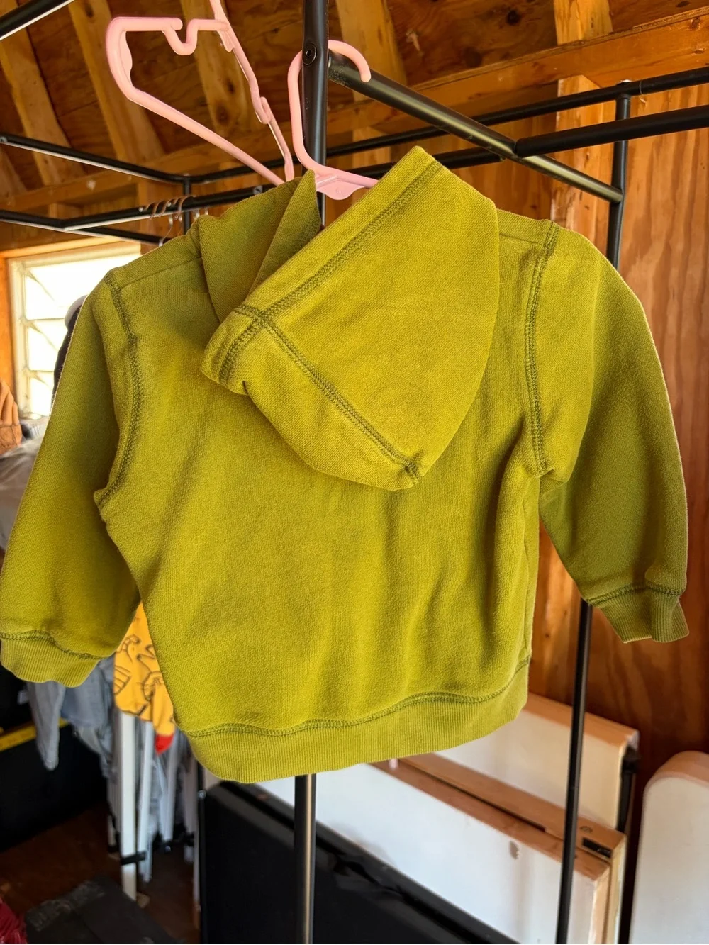 Gymboree Olive Green Hooded Zip Sweatshirt with Embroidered Truck Appliqués
